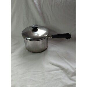 Revere Ware 3 Qt Quart Sauce Pan Sauté Copper Bottom Long Handle Lid Stainless